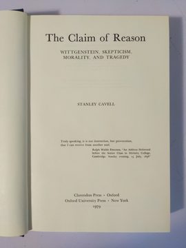 Photo 2 for The Claim of Reason: Wittgenstein, Skepticism, Morality, and Tragedy